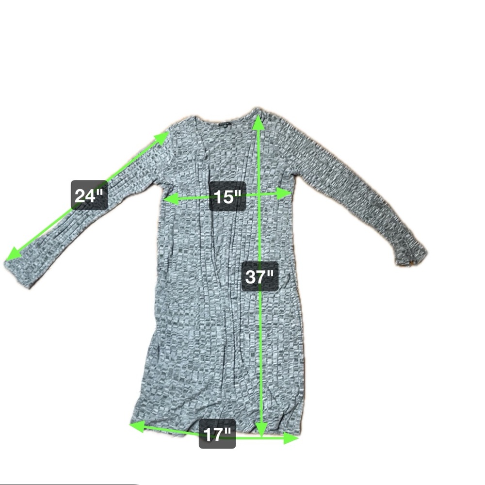 Timing Long Open-Front Gray‎ Marled Cardigan - Picture 5 of 7